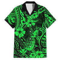 Hawaii Pineapple Hawaiian Shirt Paradise Flowers Pacific With Green Polynesian Tribal LT01 Green - Polynesian Pride