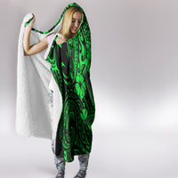 Hawaii Pineapple Hooded Blanket Paradise Flowers Pacific With Green Polynesian Tribal LT01 - Polynesian Pride