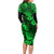 Hawaii Pineapple Long Sleeve Bodycon Dress Paradise Flowers Pacific With Green Polynesian Tribal LT01 - Polynesian Pride