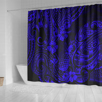 Hawaii Pineapple Shower Curtain Paradise Flowers Pacific With Navy Blue Polynesian Tribal LT01 - Polynesian Pride