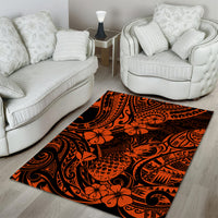 Hawaii Pineapple Area Rug Paradise Flowers Pacific With Orange Polynesian Tribal LT01 - Polynesian Pride
