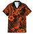 Hawaii Pineapple Family Matching Off Shoulder Maxi Dress and Hawaiian Shirt Paradise Flowers Pacific With Orange Polynesian Tribal LT01 Dad's Shirt - Short Sleeve Orange - Polynesian Pride