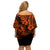 Hawaii Pineapple Family Matching Off Shoulder Short Dress and Hawaiian Shirt Paradise Flowers Pacific With Orange Polynesian Tribal LT01 - Polynesian Pride