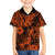 Hawaii Pineapple Family Matching Off Shoulder Short Dress and Hawaiian Shirt Paradise Flowers Pacific With Orange Polynesian Tribal LT01 Son's Shirt Orange - Polynesian Pride