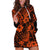 Hawaii Pineapple Hoodie Dress Paradise Flowers Pacific With Orange Polynesian Tribal LT01 Orange - Polynesian Pride