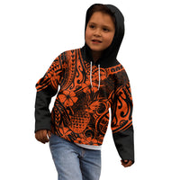Hawaii Pineapple Kid Hoodie Paradise Flowers Pacific With Orange Polynesian Tribal LT01 - Polynesian Pride
