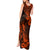 Hawaii Pineapple Tank Maxi Dress Paradise Flowers Pacific With Orange Polynesian Tribal LT01 - Polynesian Pride