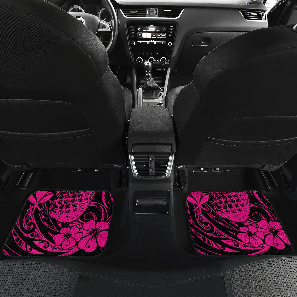 Hawaii Pineapple Car Mats Paradise Flowers Pacific With Pink Polynesian Tribal LT01 - Polynesian Pride