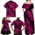 Hawaii Pineapple Family Matching Off Shoulder Maxi Dress and Hawaiian Shirt Paradise Flowers Pacific With Pink Polynesian Tribal LT01 - Polynesian Pride