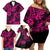 Hawaii Pineapple Family Matching Off Shoulder Short Dress and Hawaiian Shirt Paradise Flowers Pacific With Pink Polynesian Tribal LT01 - Polynesian Pride