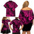 Hawaii Pineapple Family Matching Off Shoulder Short Dress and Hawaiian Shirt Paradise Flowers Pacific With Pink Polynesian Tribal LT01 - Polynesian Pride