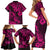 Hawaii Pineapple Family Matching Short Sleeve Bodycon Dress and Hawaiian Shirt Paradise Flowers Pacific With Pink Polynesian Tribal LT01 - Polynesian Pride