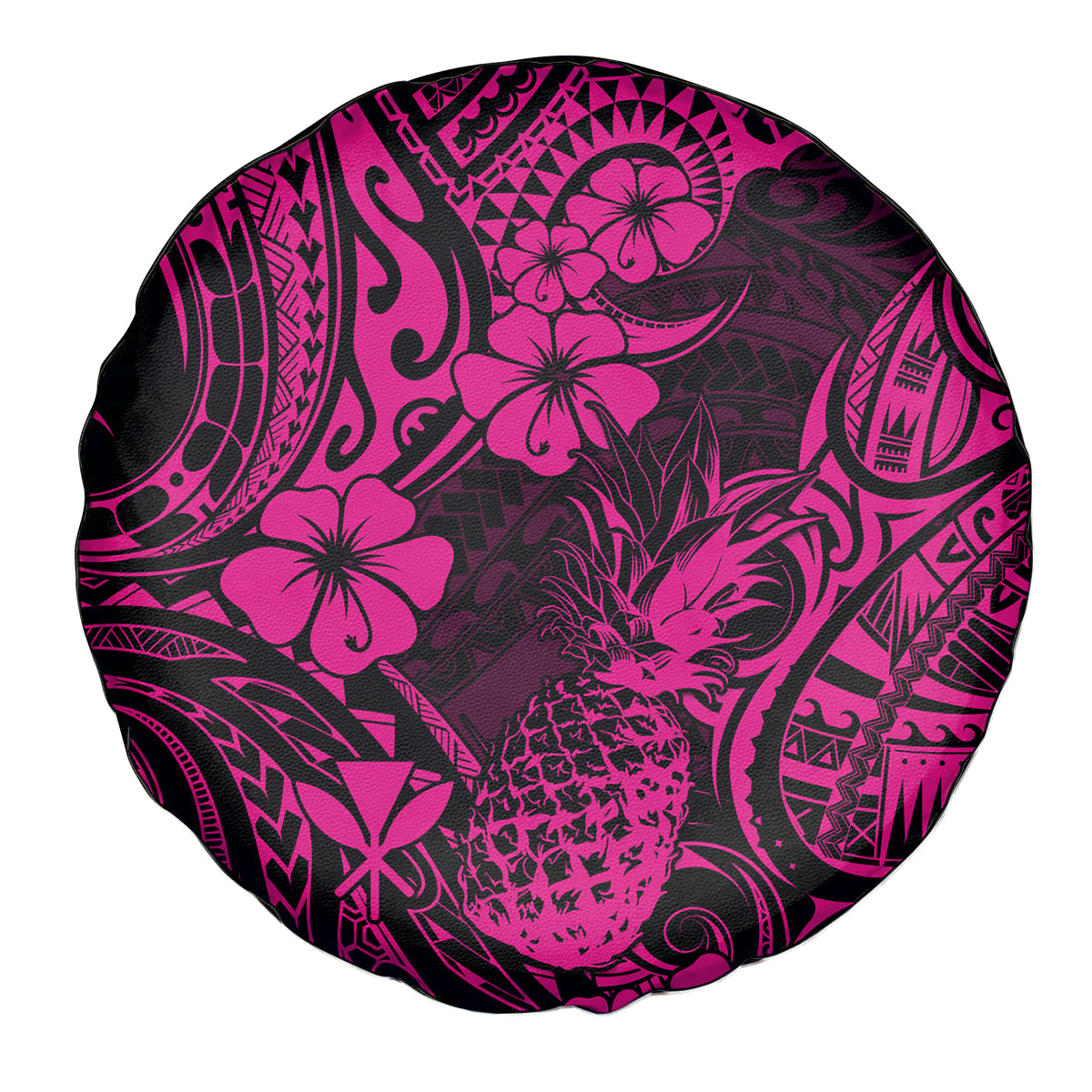 Hawaii Pineapple Spare Tire Cover Paradise Flowers Pacific With Pink Polynesian Tribal LT01 Pink - Polynesian Pride