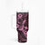 Hawaii Pineapple Tumbler With Handle Paradise Flowers Pacific With Pink Polynesian Tribal