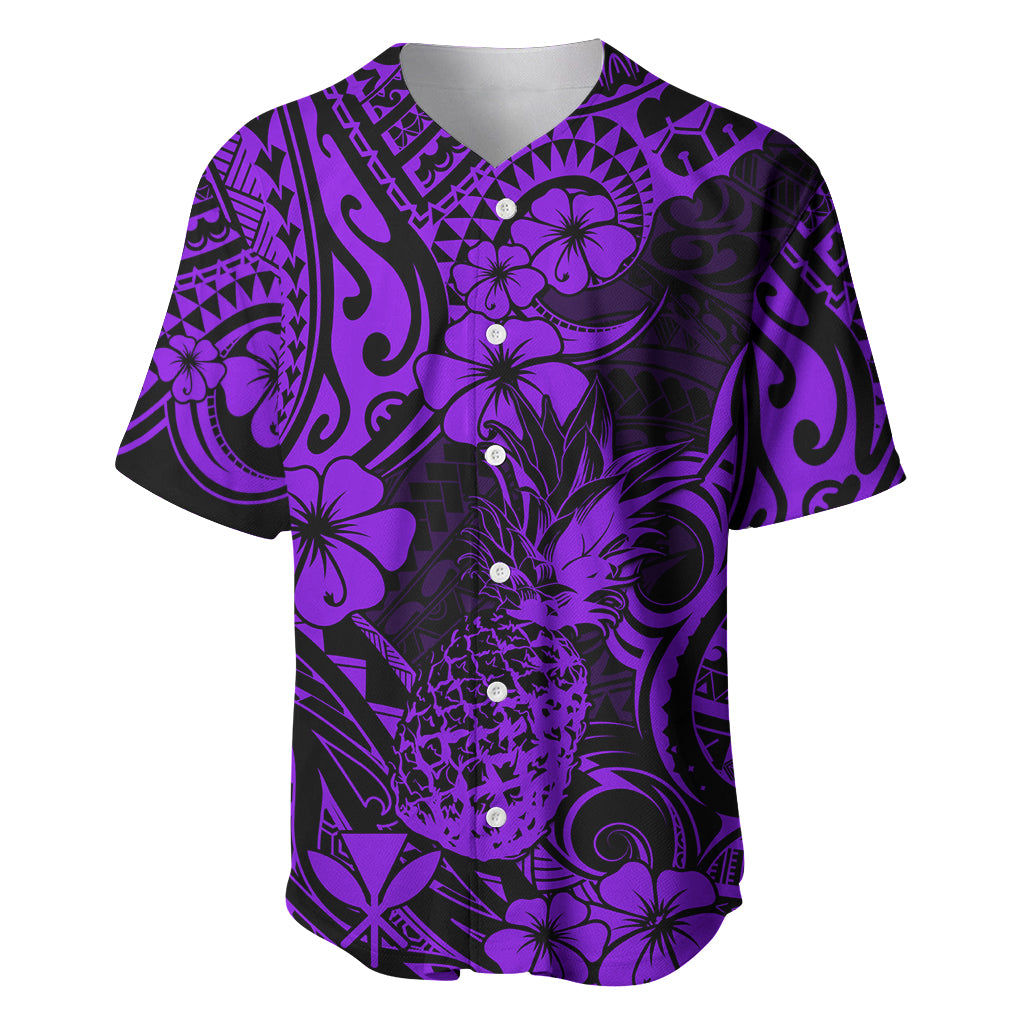 Hawaii Pineapple Baseball Jersey Polynesian Pattern Purple Version LT01 Purple - Polynesian Pride