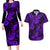 Hawaii Pineapple Couples Matching Long Sleeve Bodycon Dress and Hawaiian Shirt Polynesian Pattern Purple Version LT01 Purple - Polynesian Pride