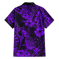 Hawaii Pineapple Family Matching Summer Maxi Dress and Hawaiian Shirt Polynesian Pattern Purple Version LT01 - Polynesian Pride