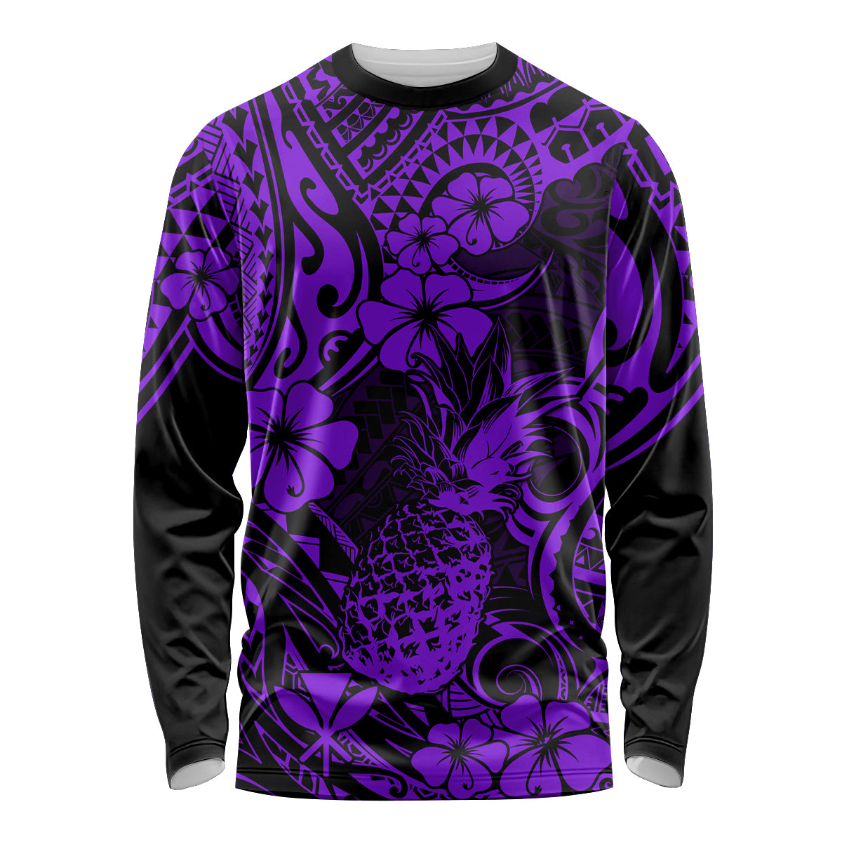 Hawaii Pineapple Long Sleeve Shirt Polynesian Pattern Purple Version LT01 Unisex Purple - Polynesian Pride