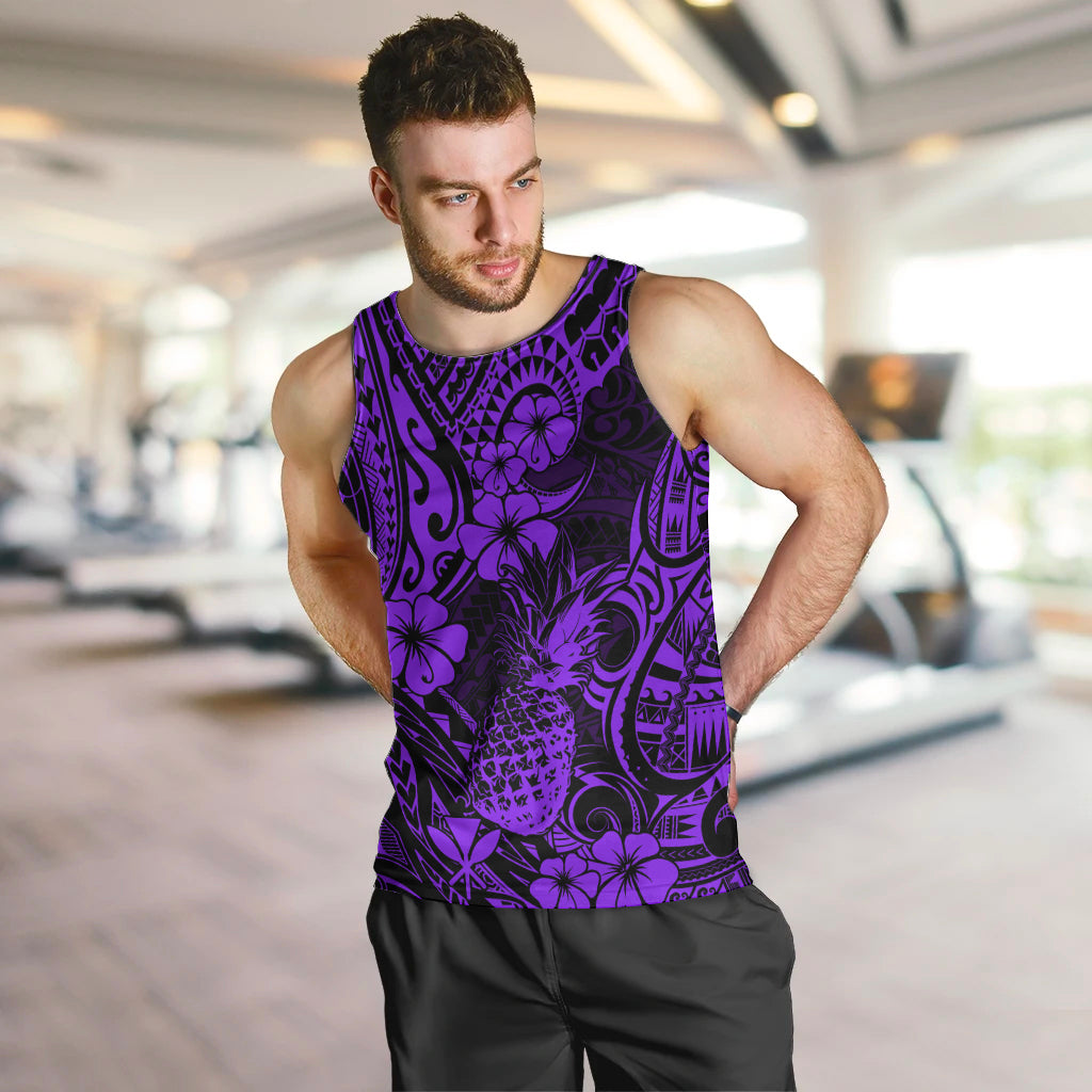 Hawaii Pineapple Men Tank Top Polynesian Pattern Purple Version LT01 - Polynesian Pride