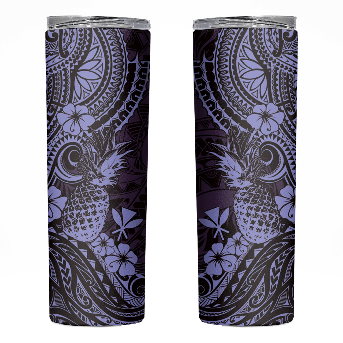 Hawaii Pineapple Skinny Tumbler Polynesian Pattern Purple Version