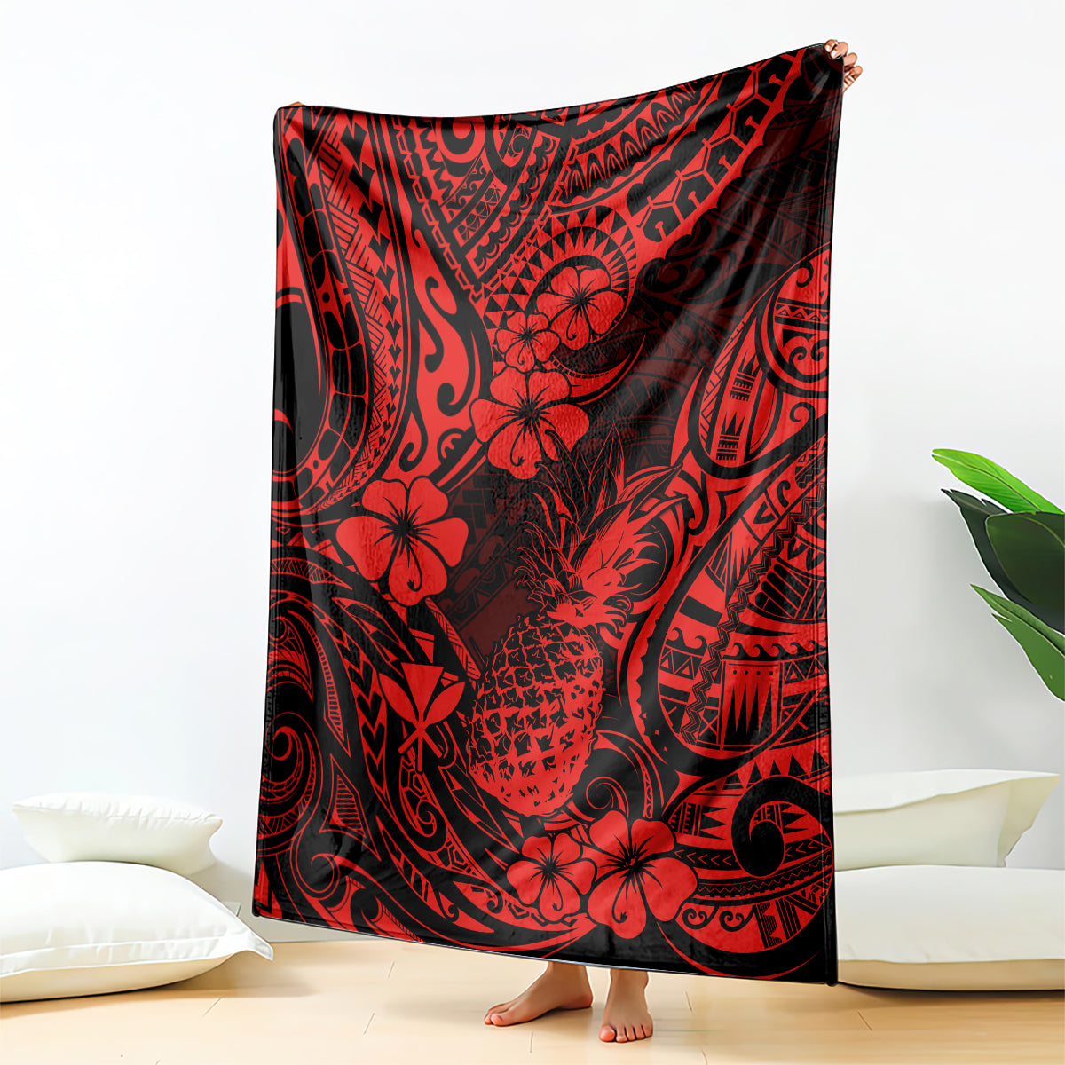 Hawaii Pineapple Blanket Polynesian Pattern Red Version LT01 Red - Polynesian Pride