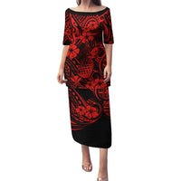 Hawaii Pineapple Family Matching Puletasi Dress and Hawaiian Shirt Polynesian Pattern Red Version LT01 Mom's Dress Red - Polynesian Pride