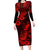 Hawaii Pineapple Long Sleeve Bodycon Dress Polynesian Pattern Red Version LT01 Long Dress Red - Polynesian Pride