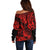 Hawaii Pineapple Off Shoulder Sweater Polynesian Pattern Red Version LT01 - Polynesian Pride