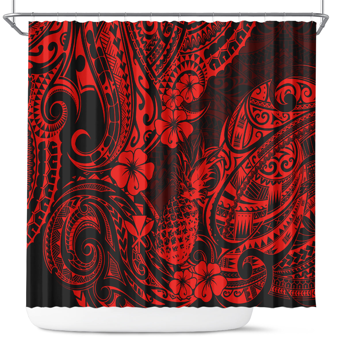 Hawaii Pineapple Shower Curtain Polynesian Pattern Red Version LT01 Red - Polynesian Pride