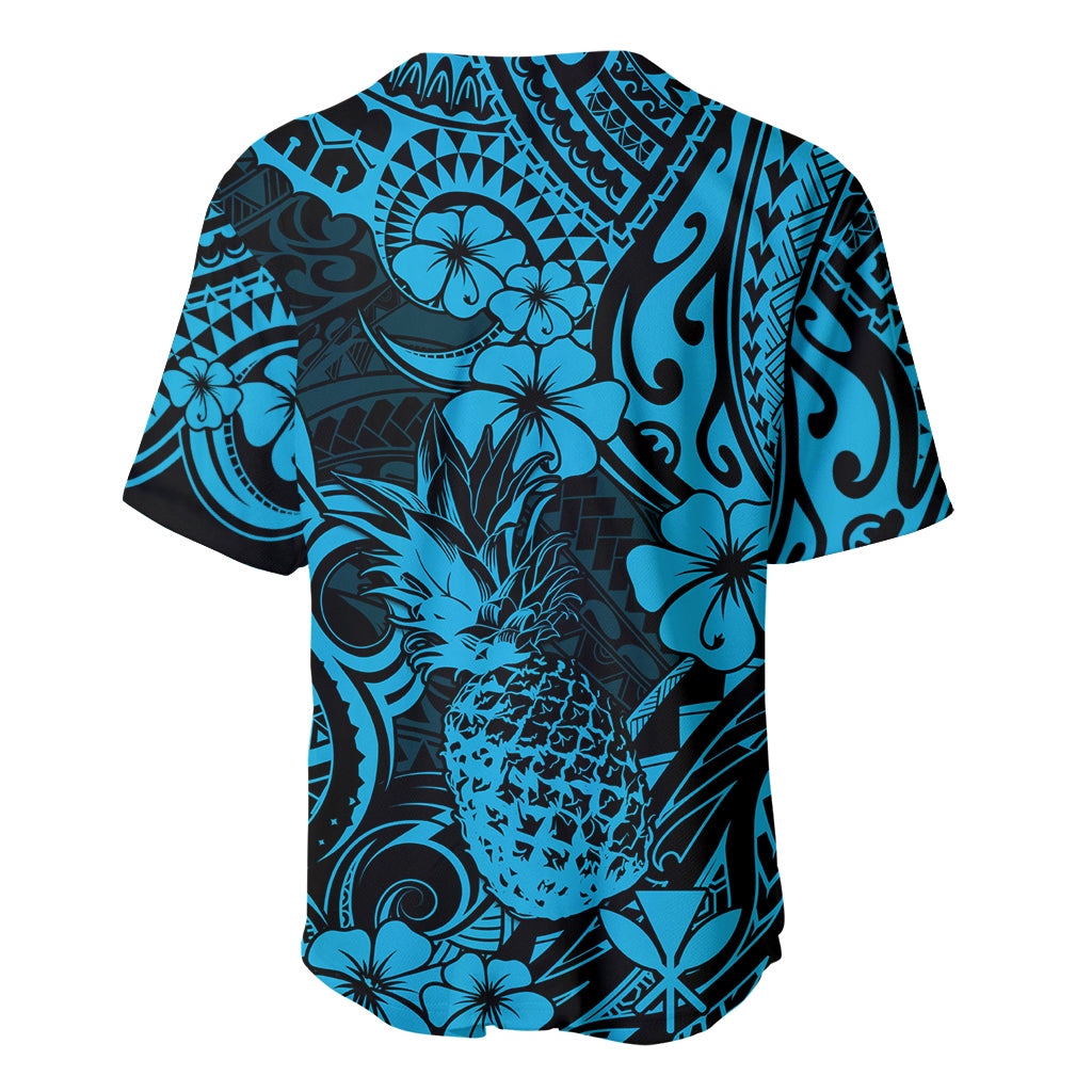 Hawaii Pineapple Baseball Jersey Polynesian Pattern Sky Blue Version LT01 - Polynesian Pride