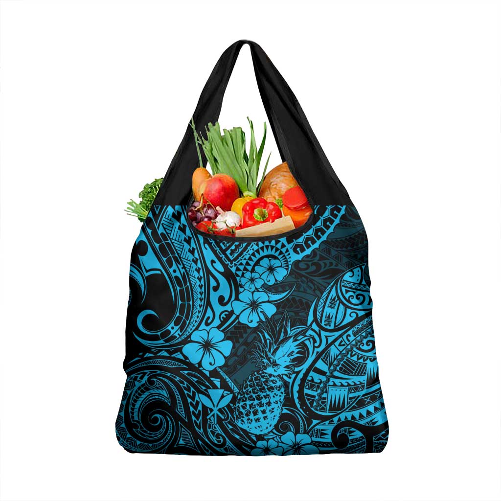 Hawaii Pineapple Grocery Bag Polynesian Pattern Sky Blue Version LT01 1-pack One Size Blue - Polynesian Pride