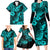 Hawaii Pineapple Family Matching Long Sleeve Bodycon Dress and Hawaiian Shirt Polynesian Pattern Turquoise Version LT01 - Polynesian Pride