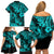 Hawaii Pineapple Family Matching Off Shoulder Short Dress and Hawaiian Shirt Polynesian Pattern Turquoise Version LT01 - Polynesian Pride