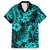 Hawaii Pineapple Family Matching Off Shoulder Short Dress and Hawaiian Shirt Polynesian Pattern Turquoise Version LT01 Dad's Shirt - Short Sleeve Turquoise - Polynesian Pride