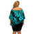 Hawaii Pineapple Family Matching Off Shoulder Short Dress and Hawaiian Shirt Polynesian Pattern Turquoise Version LT01 - Polynesian Pride