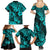 Hawaii Pineapple Family Matching Summer Maxi Dress and Hawaiian Shirt Polynesian Pattern Turquoise Version LT01 - Polynesian Pride