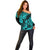 Hawaii Pineapple Off Shoulder Sweater Polynesian Pattern Turquoise Version LT01 - Polynesian Pride