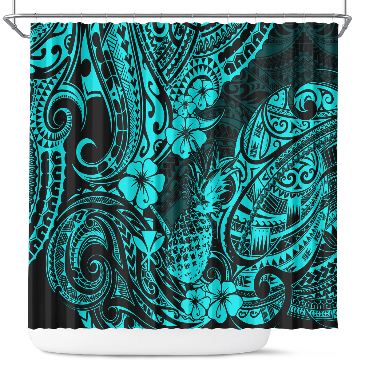 Hawaii Pineapple Shower Curtain Polynesian Pattern Turquoise Version LT01 Turquoise - Polynesian Pride