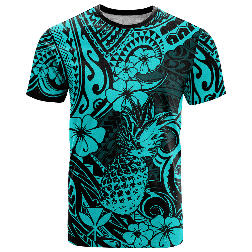 Hawaii Pineapple T Shirt Polynesian Pattern Turquoise Version LT01 Turquoise - Polynesian Pride