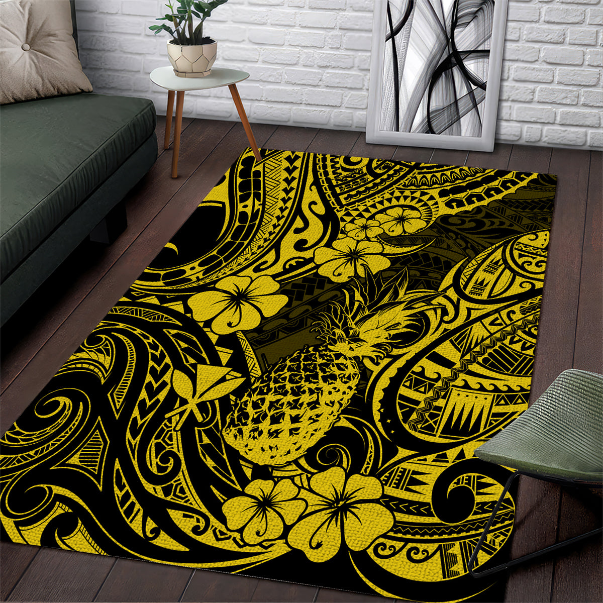 Hawaii Pineapple Area Rug Polynesian Pattern Yellow Version LT01 Yellow - Polynesian Pride