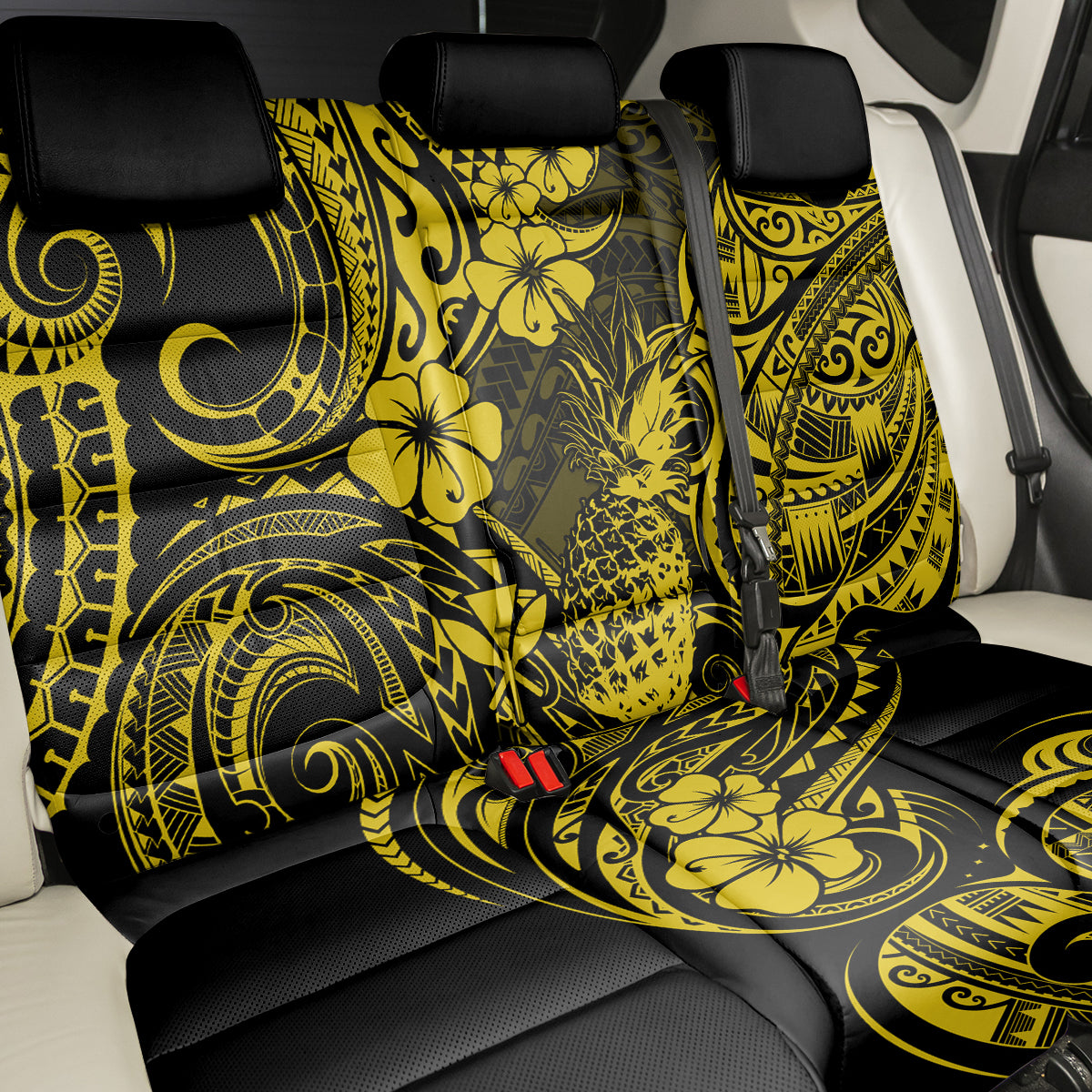 Hawaii Pineapple Back Car Seat Cover Polynesian Pattern Yellow Version