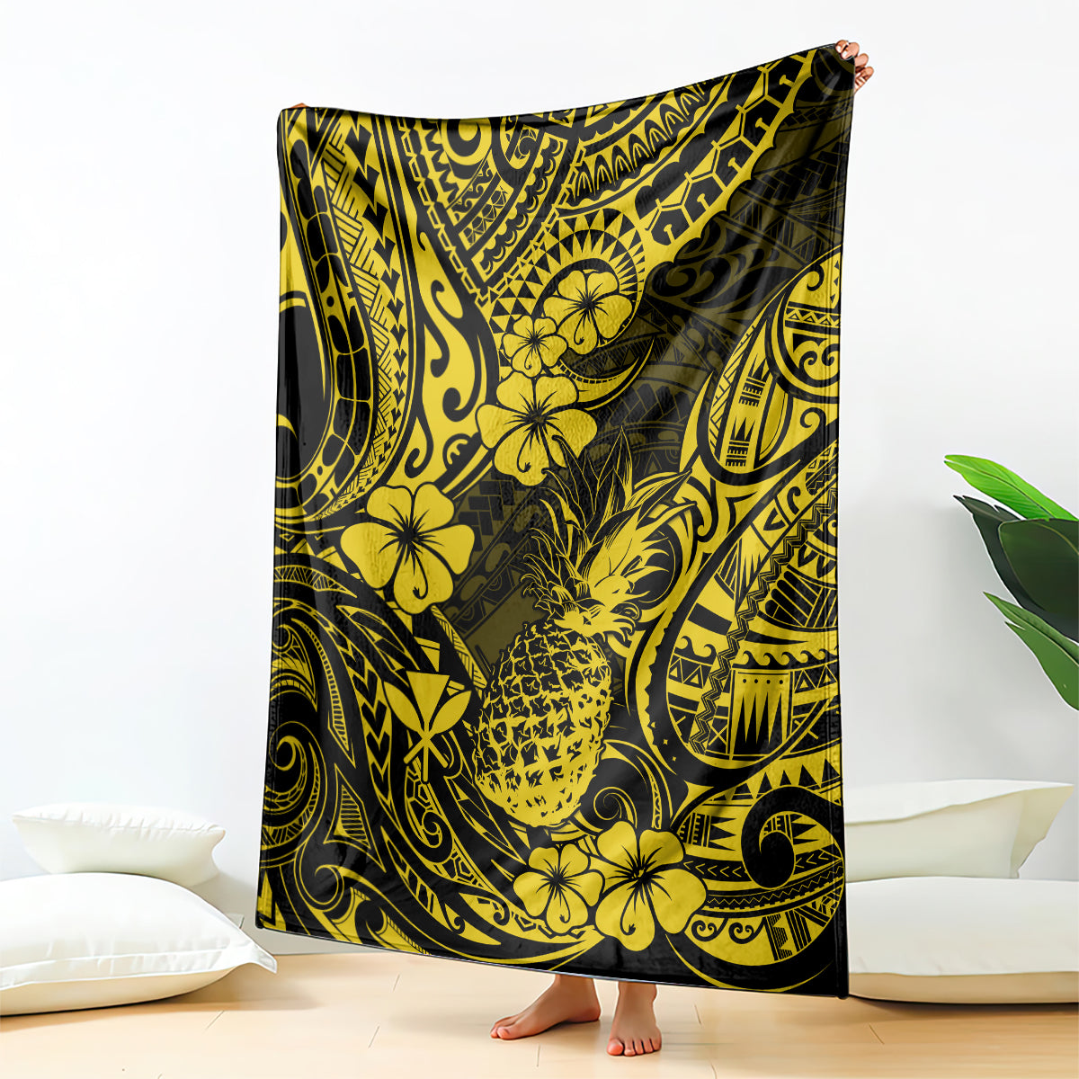 Hawaii Pineapple Blanket Polynesian Pattern Yellow Version LT01 Yellow - Polynesian Pride