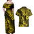 Hawaii Pineapple Couples Matching Off Shoulder Maxi Dress and Hawaiian Shirt Polynesian Pattern Yellow Version LT01 - Polynesian Pride