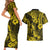 Hawaii Pineapple Couples Matching Short Sleeve Bodycon Dress and Hawaiian Shirt Polynesian Pattern Yellow Version LT01 - Polynesian Pride