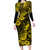 Hawaii Pineapple Family Matching Long Sleeve Bodycon Dress and Hawaiian Shirt Polynesian Pattern Yellow Version LT01 Mom's Dress Yellow - Polynesian Pride