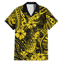 Hawaii Pineapple Family Matching Mermaid Dress and Hawaiian Shirt Polynesian Pattern Yellow Version LT01 Dad's Shirt - Short Sleeve Yellow - Polynesian Pride