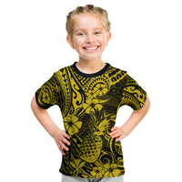 Hawaii Pineapple Kid T Shirt Polynesian Pattern Yellow Version LT01 Yellow - Polynesian Pride