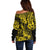 Hawaii Pineapple Off Shoulder Sweater Polynesian Pattern Yellow Version LT01 - Polynesian Pride