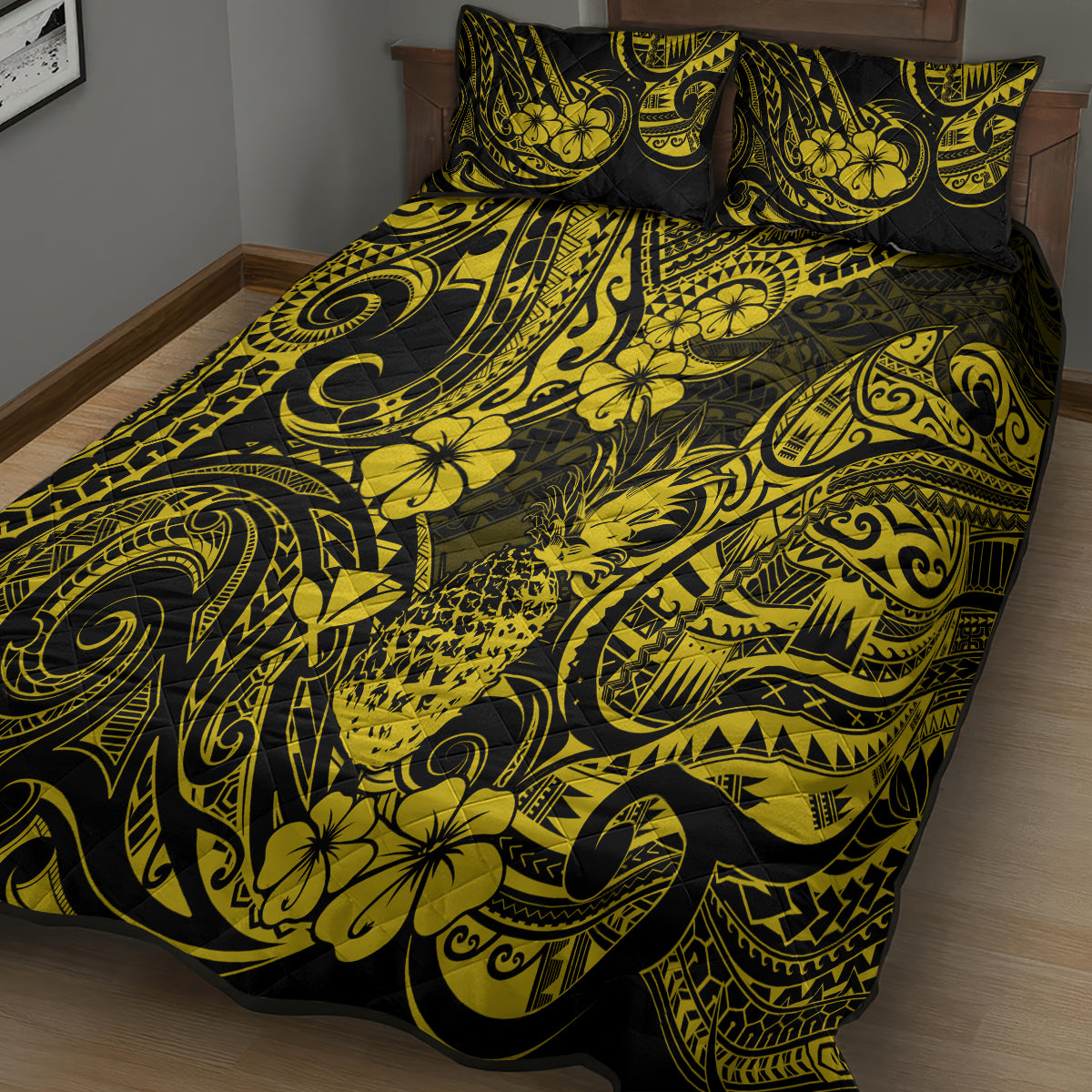 Hawaii Pineapple Quilt Bed Set Polynesian Pattern Yellow Version LT01 - Polynesian Pride