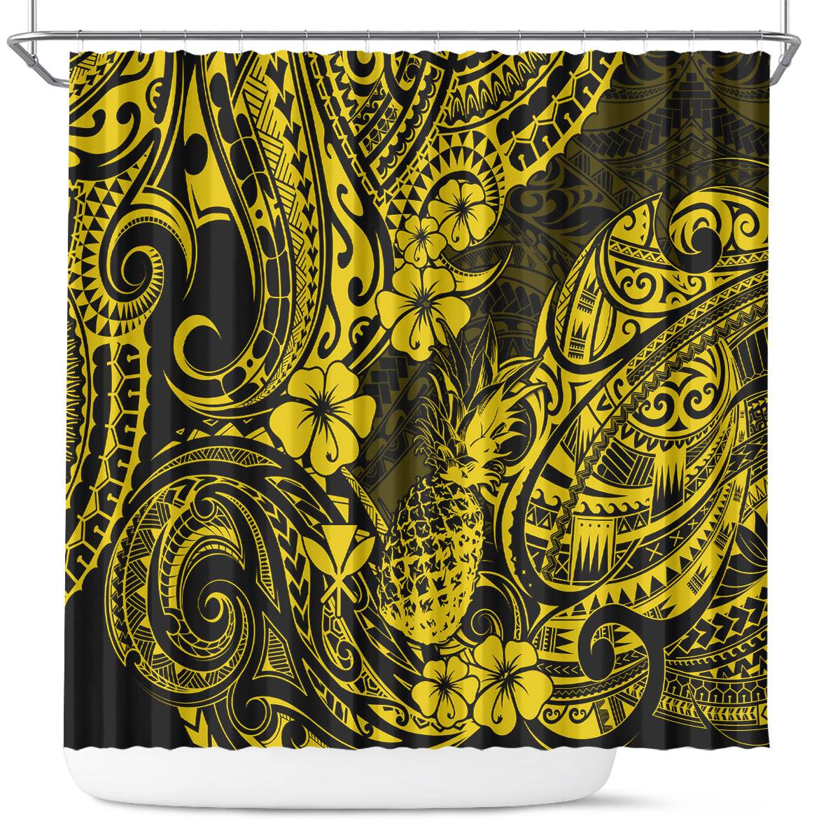 Hawaii Pineapple Shower Curtain Polynesian Pattern Yellow Version LT01 Yellow - Polynesian Pride